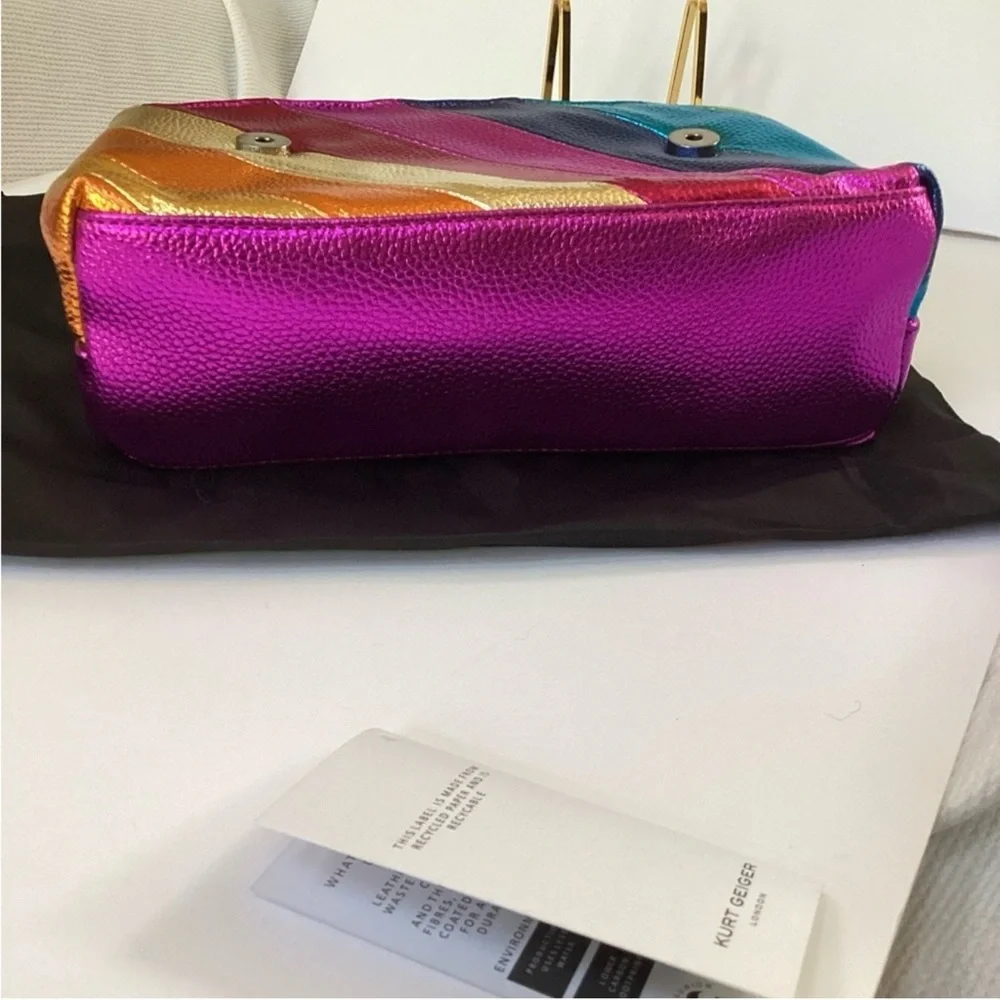 Kurt Geiger London Mini Kensington Multi Color Metallic Striped Crossbody Bag - Picture 9 of 11